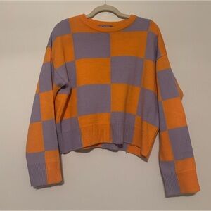 Orange and Purple Checkered Sweater